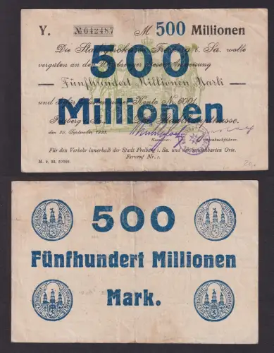 500 Millionen Mark Banknote Inflation Stadt Freiberg 29.September 1923 (110311)