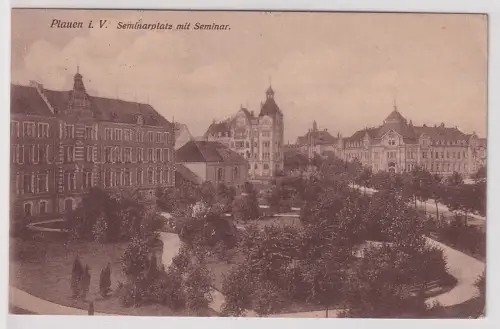 59635 Feldpost Ak Plauen i.V. - Seminarplatz mit Seminar 1916