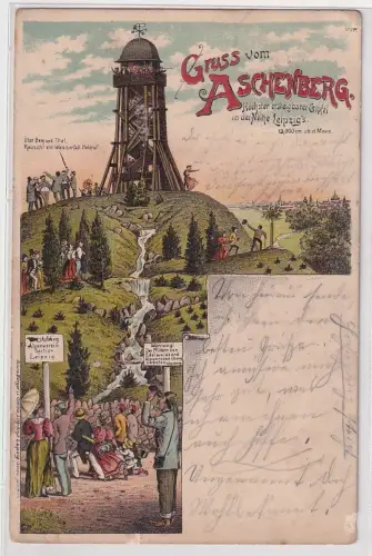 10313 Künstler Ak Bruno Bürger Leipzig Gruß vom Aschenberg 1898