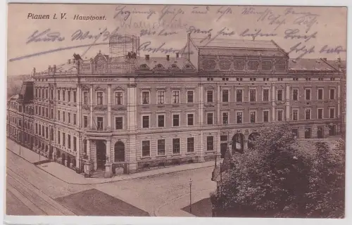 78011 Feldpost Ak Plauen i.V. - Blick auf die Hauptpost 1916