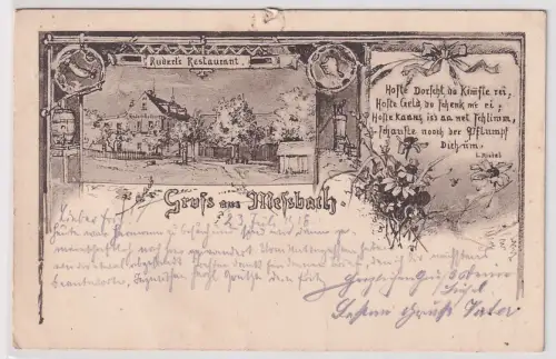 68477 Lithographie Ak Gruss aus Messbach b. Plauen - Rudert's Restaurant