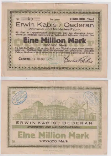 1 Million Mark Banknote Inflation Oederan Firma Erwin Kabis 14.8.1923 (149850)