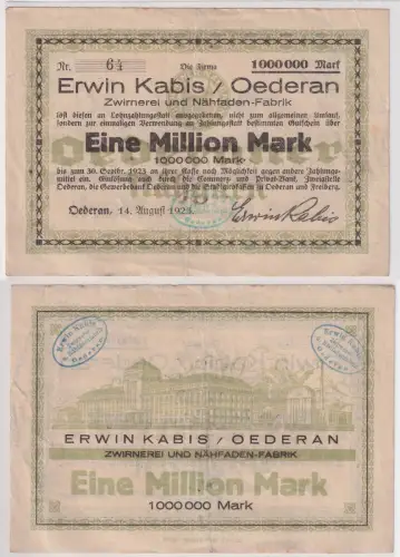 1 Million Mark Banknote Inflation Oederan Firma Erwin Kabis 14.8.1923 (141257)