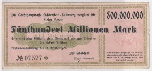 500 Millionen Mark Banknote Inflation Lichtenstein Callnberg 20.9.1923 (143489)