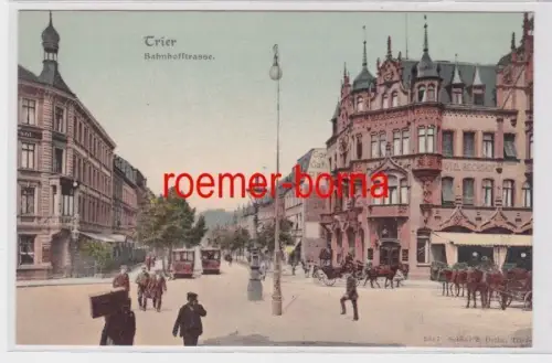 82781 Ak Trier Bahnhofstraße Hotel Reichshof um 1910
