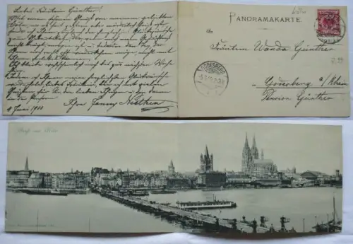 98632/2fach Klapp Ak Gruß aus Köln am Rhein Panorama 1900