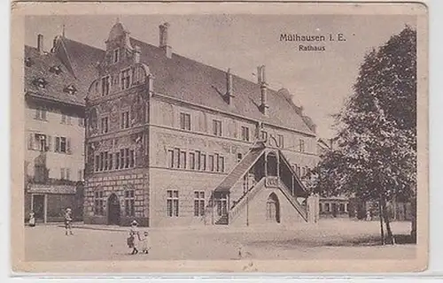 25160 Ak Mülhausen im Elsass Rathaus 1917