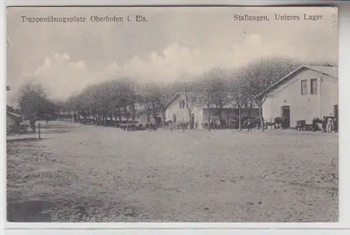 71410 Ak Truppenübungsplatz Oberhofen i. Els. Ansicht Stallungen um 1910