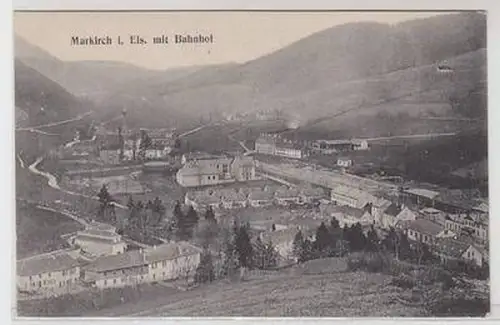 50308 Feldpost Ak Markirch im Elsass mit Bahnhof 1915