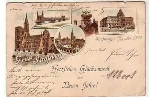 40024 Ak Lithographie Gruß aus Strassburg 1895
