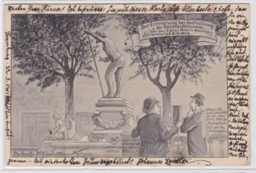 95161 Ak Zur Erinnerung der Enthüllung des Reinhardbrunnens Strassburg 1902