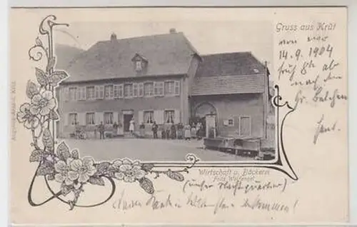 50794 Ak Gruß aus Krüt im Elsass Wirtschaft und Bäckerei 1904