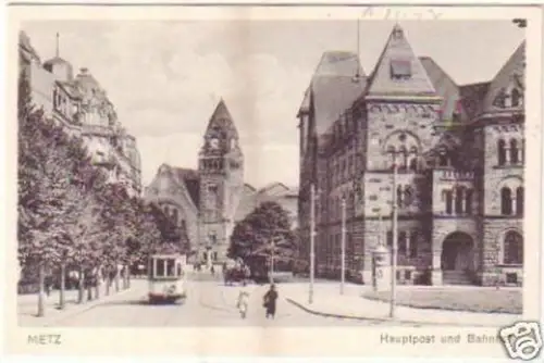 25283 Feldpost Ak Metz Hauptpost und Bahnhof 1942