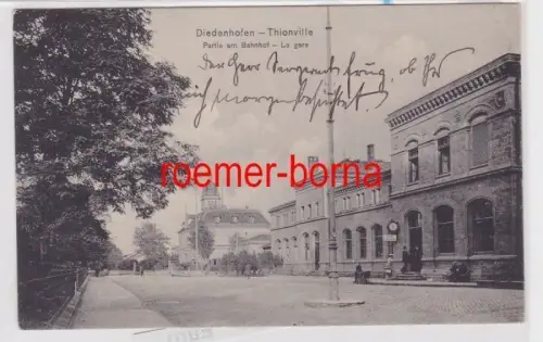 85183 Ak Diedenhofen Thionville Partie am Bahnhof 1912