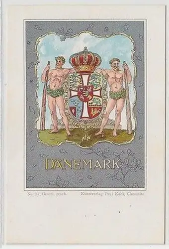 15621 Wappen Ak Lithographie Königreich Dänemark um 1900