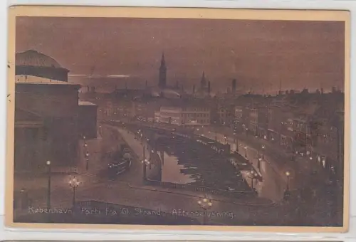 68571 Ak København Parti fra Gl. Strand i Aftenbelysning 1913