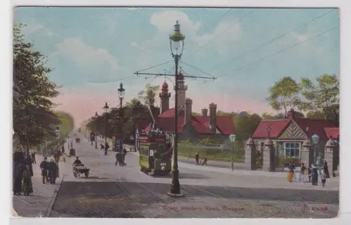 83525 Ak Glasgow great western Road Strassenbahn 1921