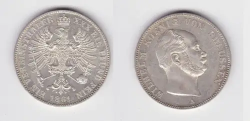 1 Vereinstaler Silber Münze Preussen Wilhelm I. 1861 f.Stgl. (111205)