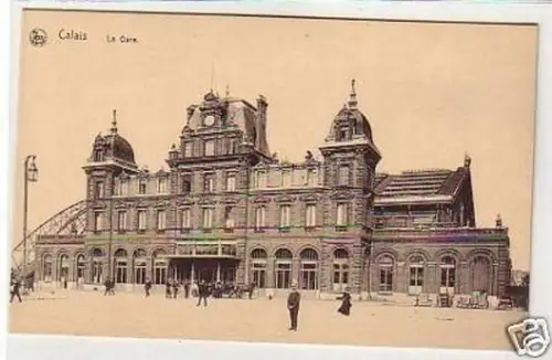 21038 Ak Calais la Gare (Bahnhof) um 1920