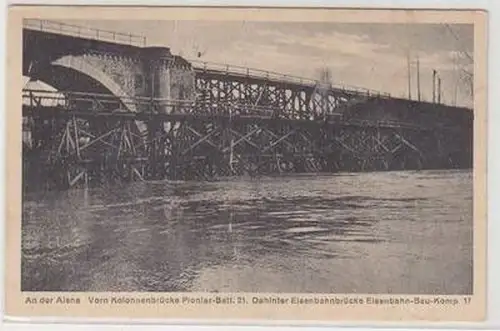 55001 Feldpost Ak An der Aisne Frankreich France Pionierbrücke 1915