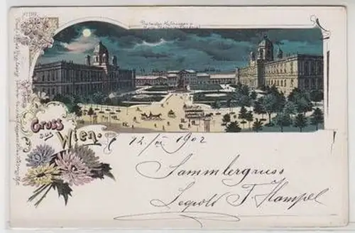51967 Ak Lithographie Gruss aus Wien die Hofmuseen 1902