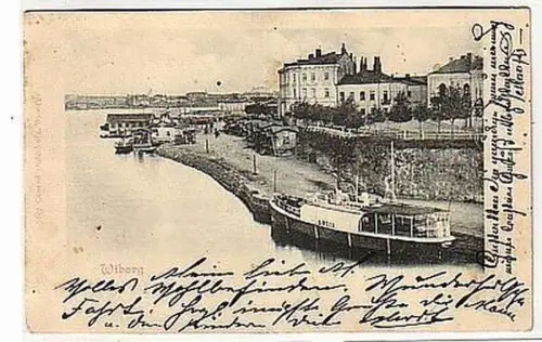 08862 Ak Wiborg mit Hafenansicht um 1900