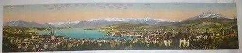 103040 Maximumkarte Panorama von Luzern und den Alpen um 1910