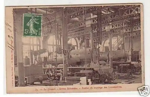 19713 Ak Le Creusot Montage des Locomotives 1908