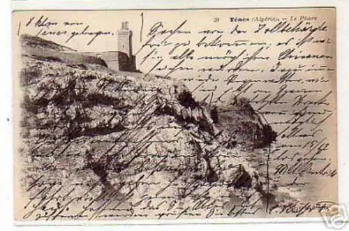 schöne Ak Frankreich Algerien Ténes Le Phare 1906