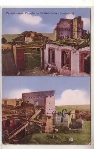 55249 Feldpost Ak Zerschossene Ziegelei in Fremonville Frankreich France 1916