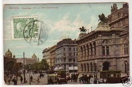30968 Ak Wien Opernring mit K.K. Hoftheater 1910