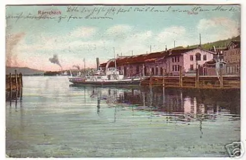 10126 Ak Rorschach Hafen mit Dampfer 1908
