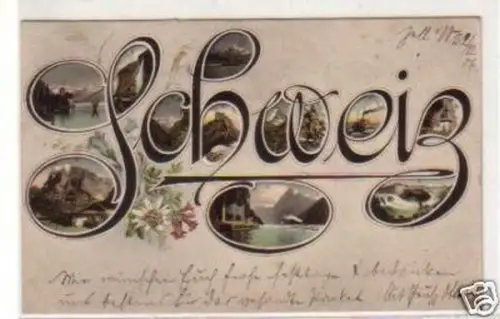 27403 Mehrbild Ak mit Schriftzug Schweiz 1906