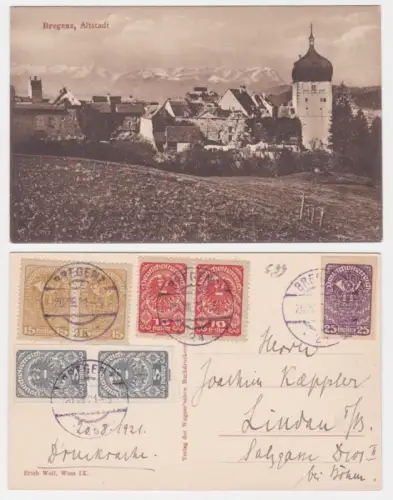 60088 AK Bregenz am Bodensee - Blick über die Altstadt, Gesamtansicht 1921