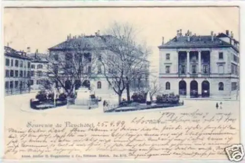 30457 Ak Souvenir de Neuchatel Schweiz Rue Pury 1899