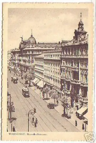11610 Ak Warschau Marschallstraße mit Geschäften um1930