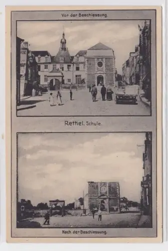 75449 Feldpost AK Rethel Schule - Vor und nach der Beschiessung 1916
