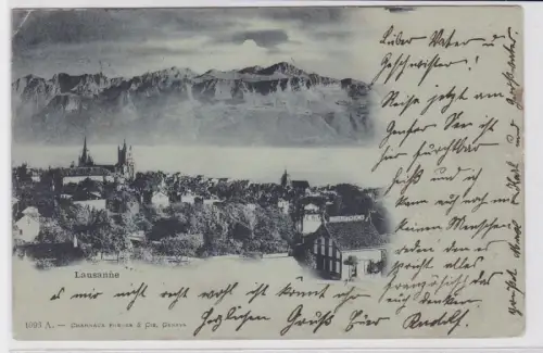 16090 Mondscheinkarte Lausanne Totalansicht 1899