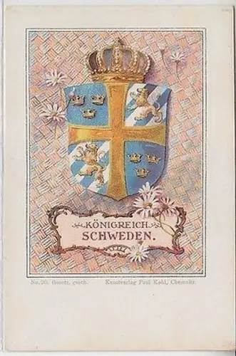 15944 Wappen Ak Lithographie Königreich Schweden um 1900