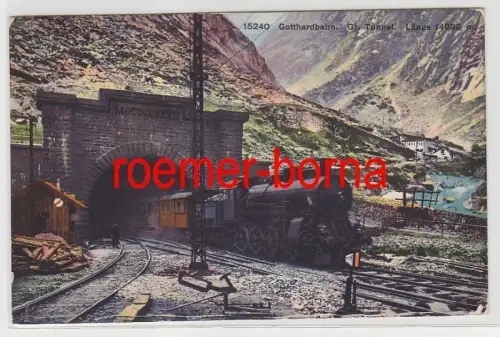 82485 Ak Gotthardbahn Dampflokomotive im großen Tunnel 1913