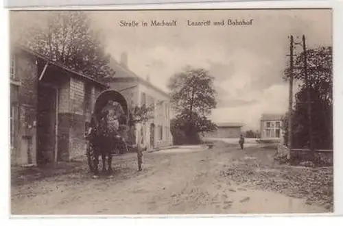 45462 Ak Straße in Machault Lazarett und Bahnhof 1915