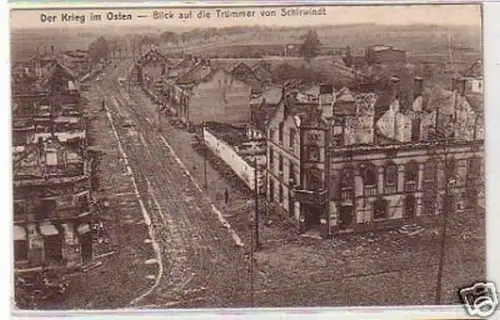 27971 Ak Blick auf die Trümmer von Schirwindt 1916