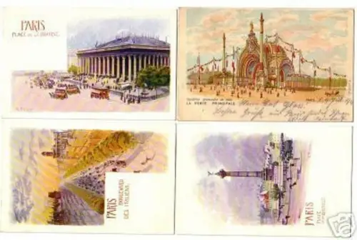 07055/4 Ak Lithographien Paris um 1900