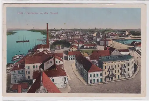 64460 Ak Tilsit Sowetsk (Kaliningrad) Panorama an der Memel 1912
