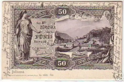 08748 Ak Bellinzona Schweiz Geldscheinmotiv 1908