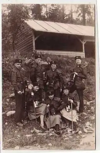 40076 Foto Ak Bergmänner & frauen im Erzgebirge um 1920
