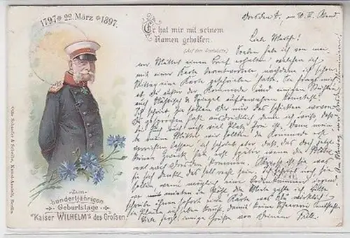 63262 Ak Lithographie Kaiser Wilhelm der Große 1797-1897