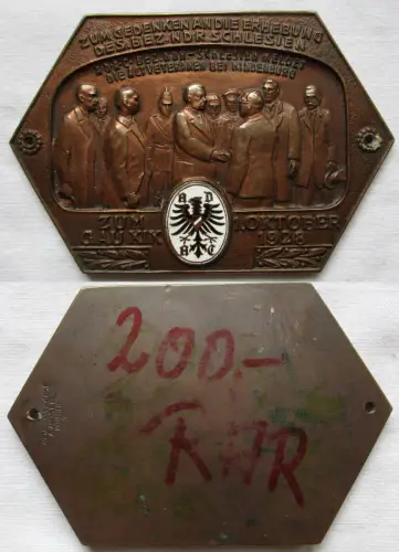 rare ADAC Bronze Plakette Bezirk Niederschlesien 1.Oktober 1928 (149639)