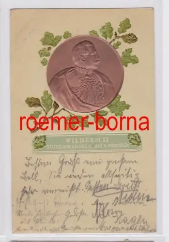 80921 geprägte Ak Wilhelm II Deutscher Kaiser König v. Preussen 1907
