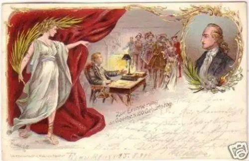 20781 Ak Lithographie Goethes 150.Geburtstag 1899